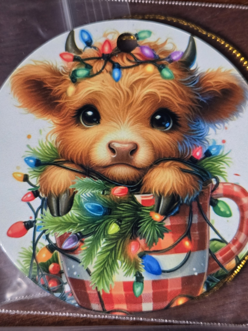 Set Of 4 Highland Calf Decorative Christmas Ornaments Metal - Picture 2 of 6